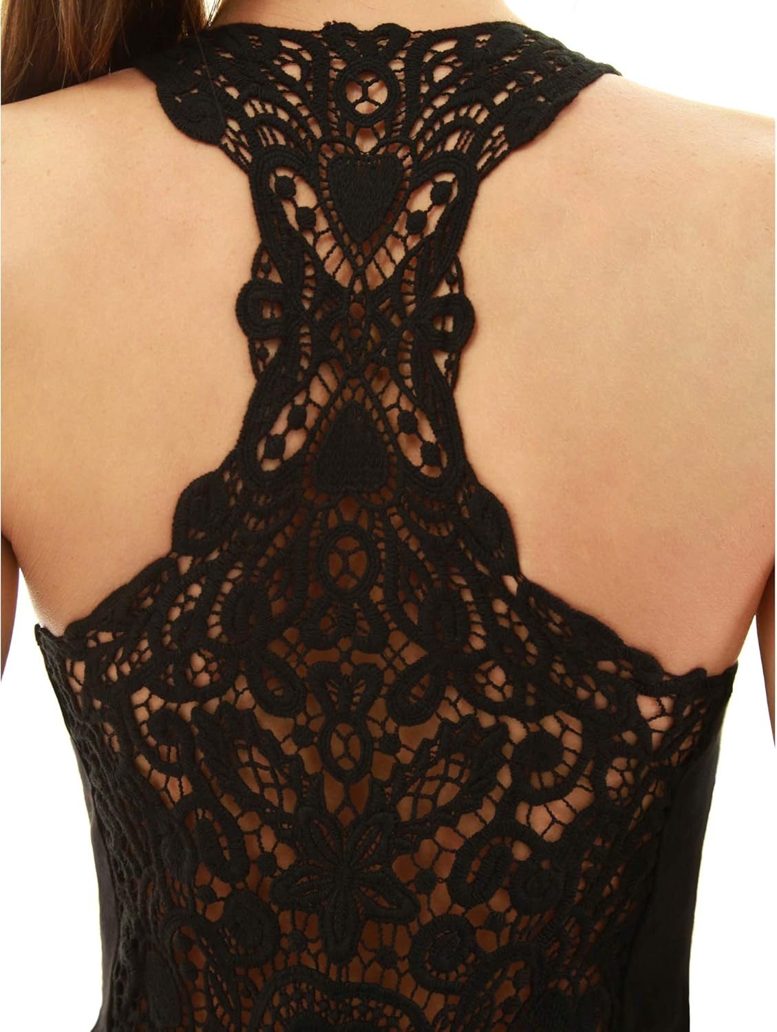 AmélieBoutik Women Scoop Neck Crochet Lace Eyelet Racerback Sleeveless Tank Top - Image 2