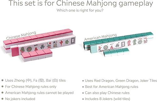 Miniatura 53 de Yellow Mountain Imports - Set de Mahjong chino, marfil clásico, con 146 fichas pequeñas de color marfil, estuche de vinilo, indicador de viento