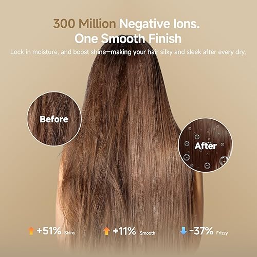 Miniatura 5 de Dreame Secador de pelo Pocket Pro, secador de pelo de viaje de doble voltaje, soplador de pelo iónico profesional de 1300 W con difusor, secado