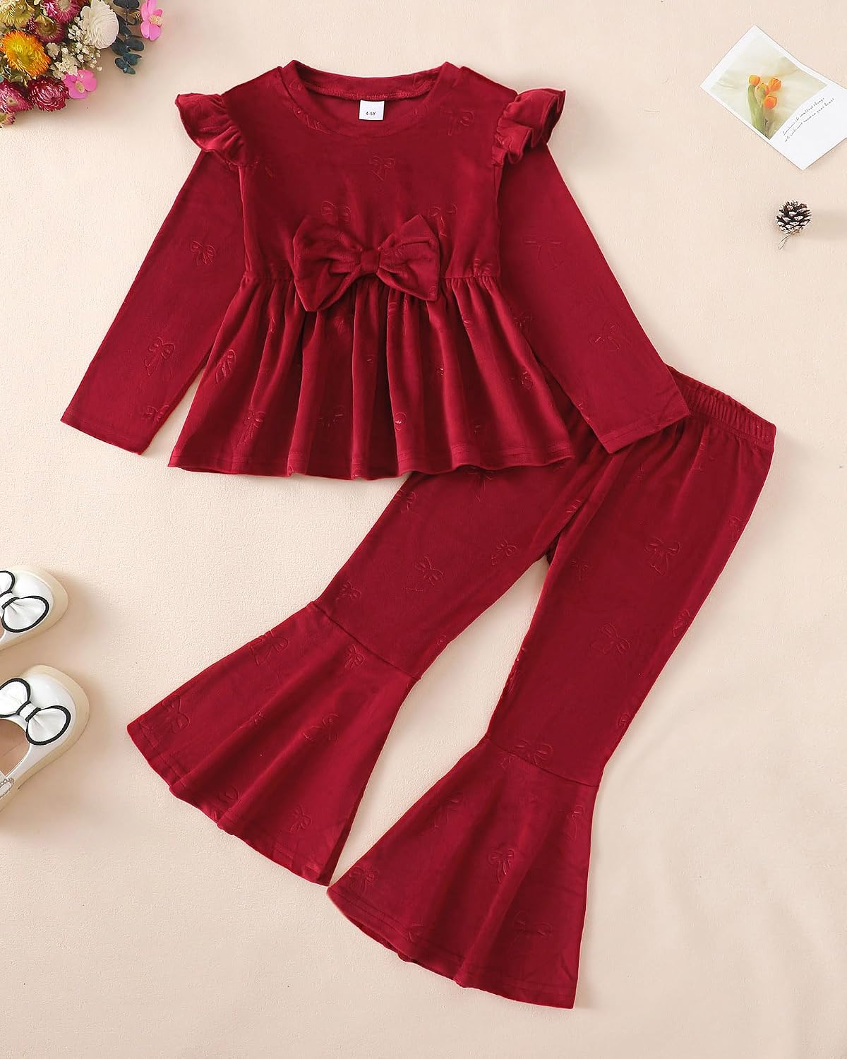 Toddler Girl Clothes Sets: Long Sleeve Dressy Tops Flare Pants Set 2 Piece Fall Winter Outfits for Toddler 2-7 Years