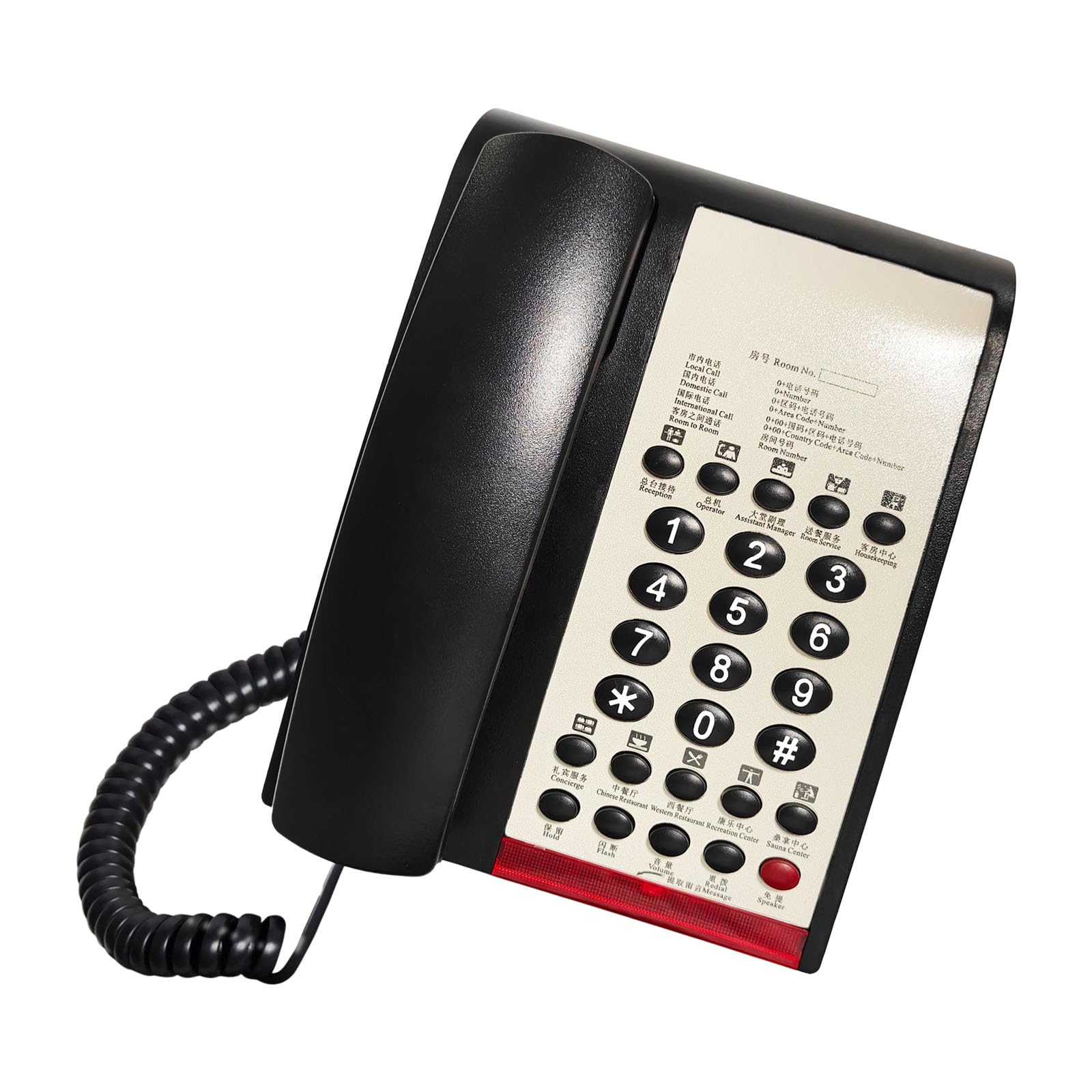 Moderno telefono da scrivania, telefono per camera d'albergo con funzione di chiamata rapida e supporto aggiuntivo per i posti secondari, telefono da hotel con selezione rapida touch e