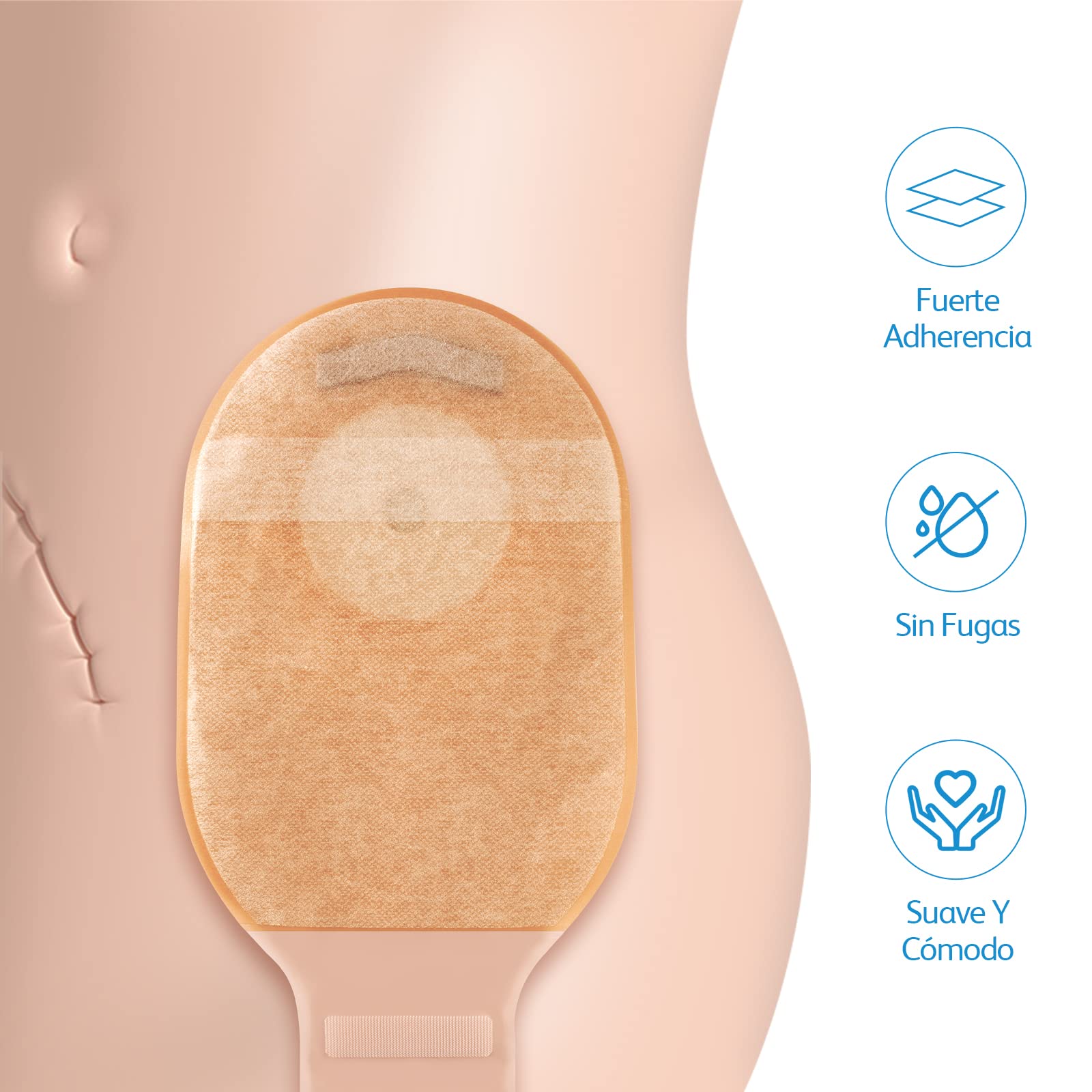 Bolsas De Estoma, Bolsa De Estoma Drenable De 20 Piezas Una Pieza Para Ileostomía, Resistente a Los Olores, Se Puede Cortar a 15-60 Mm