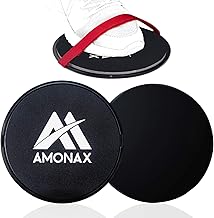 Amonax Core Sliders, Double Sided Gliding Discs with Straps. Ab Gliders for Core Exercise Fitness at Gym & Home, Dual Side Slider Strength Glider Pairs for Carpet, Wood, Tiled Floor