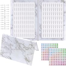 JAPCHET 2 Pack 160 Nail Colors Display Books, with 320 Transparent Replacement Flase Tips and Number Labels, Nail Polish Swatch Book Nails Art Display Book Nails Practice Card Design Board