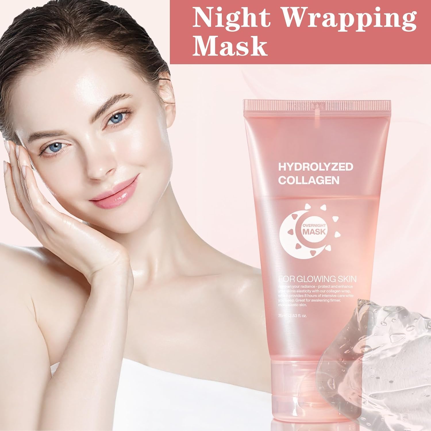 2 Pcs Collagen Night Wrapping Mask, Enhances Elasticity Deep Hydration Care Hydrolyzed Bio Collagen Peel Off Face Mask Pack. - Image 8