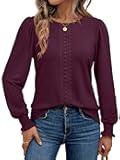 Long Sleeve Shirts for Women Business Dressy Casual Tops Work Blouses Pleated Tunics