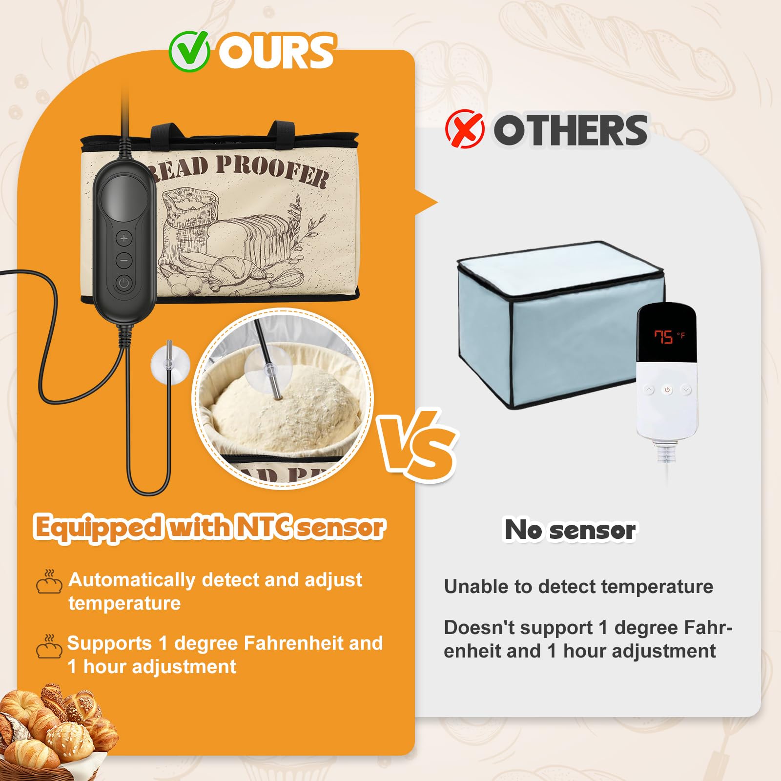 Boîte de fermentation à pain 30L avec chauffage et capteur NTC | Pliable, Boîte de fermentation, avec température réglable et minuteur, pour pain, yaourt, pizza, prise européenne
