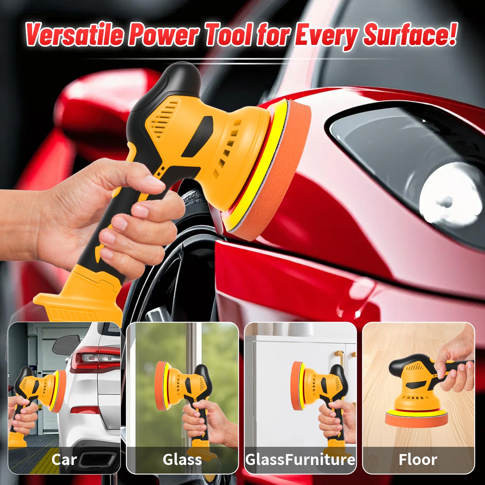 Pulidora de coche para Makita 18 V, pulidora de batería para coche, pulidora excéntrica con 8 velocidades variables (sin batería)