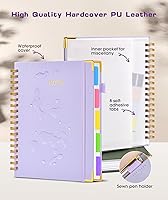 Vista 2 de Hardcover Spiral Notebook journal with Removable Dividers Tabs, 300 Pages Leather 5 Subject Notebook College Ruled, 8"x10" Large B5 Notebooks for