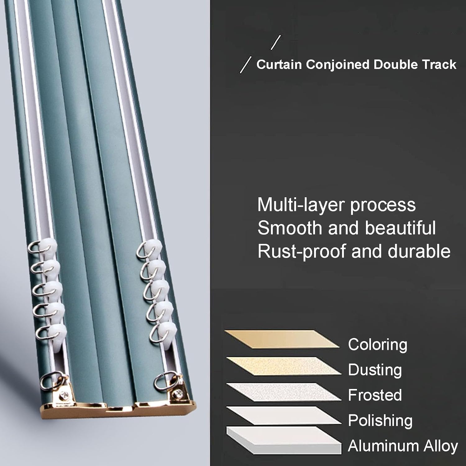 Adjustable 1.5m Double Curtain Rods - Robust White Ceiling Mount Drapery Tracks for Living Room & Bedroom, Easy Install Suspended System, Modern Home Décor