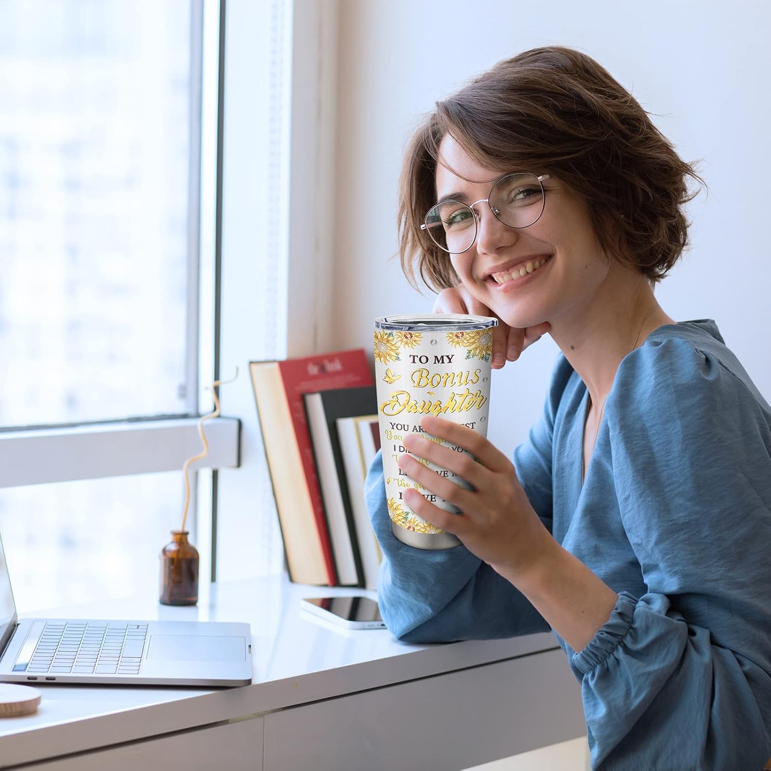 Bonus Daughter Gifts, Christmas Birthday Gift for Bonus Daughter, Step Daughters Gifts from Stepdad/Stepmom, To My Unbiological Daughters Valentines/Mothers Day Stainless Steel Tumbler 20oz - Image 3