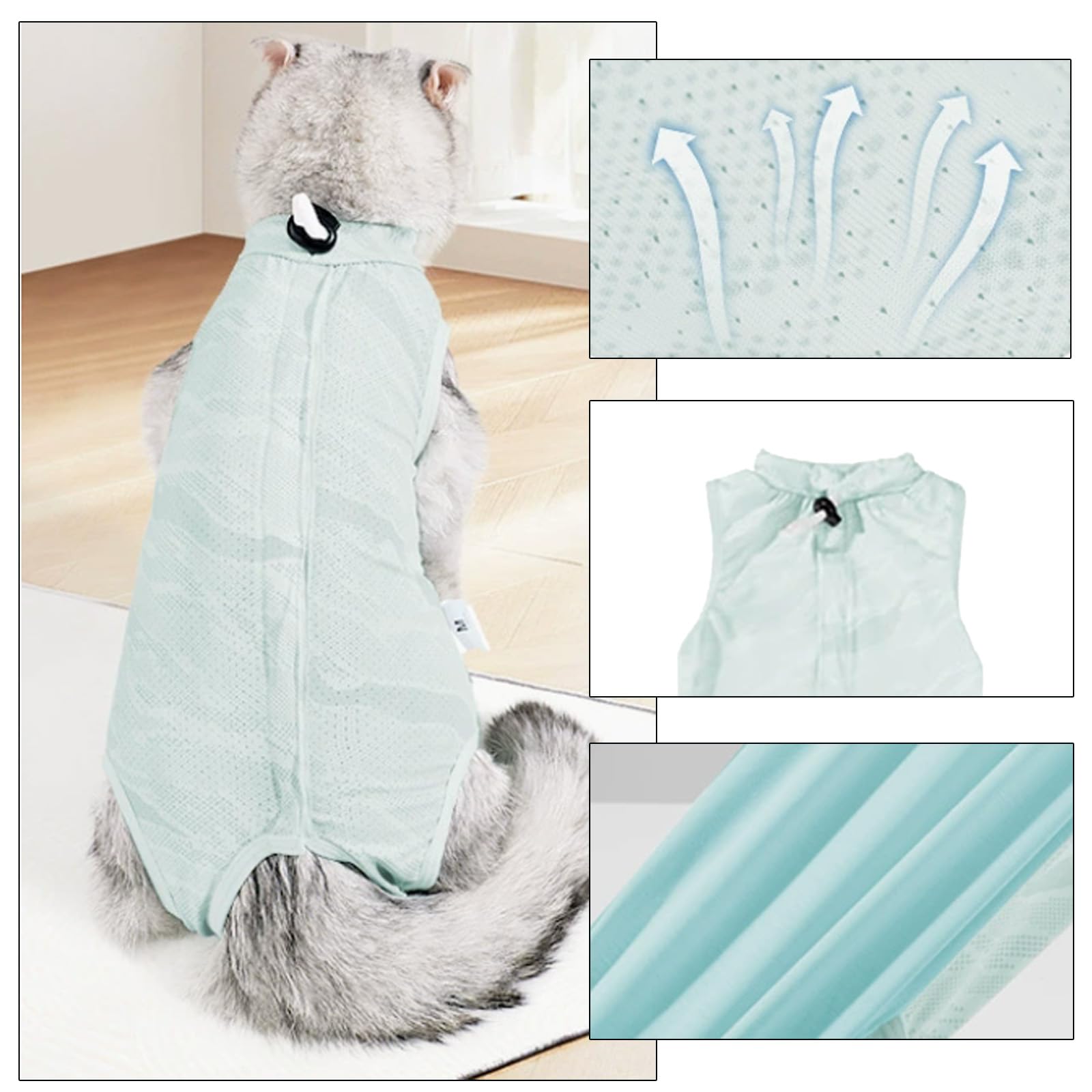 Bvxchg Cat Recovery Suit, Breathable Kitten Onesie After Surgery for Preventing Licking and Biting, Blue - Image 3