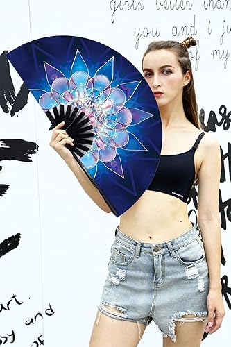Miniatura 3 de Amajiji Abanicos plegables grandes para bailar en línea, gran abanico de golpes para botas en el suelo, baile, fiesta, decoración, festival (flor