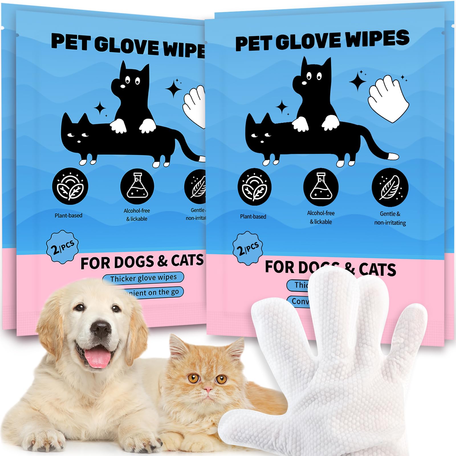Spanielbunspet Cleaning Glove Wipes For Dogs Cats 8pcs 4packs All