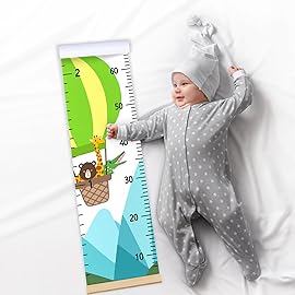 Beinou Baby Growth Chart for Wall Height Chart for Kids Wood Frame Measure Ruler 7.9in x 79in Canvas Hanging Height Measurement for Wall Decor