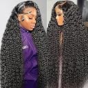 250 Density 30 Inch Deep Wave Lace Front Wigs Human Hair Hd Lace Front Wigs Curly Wig Wet And Wavy Pre Plucked 100% Real Human Hair No Synthetic Blend No Tangle No Shedding Triple Lifespan 3X