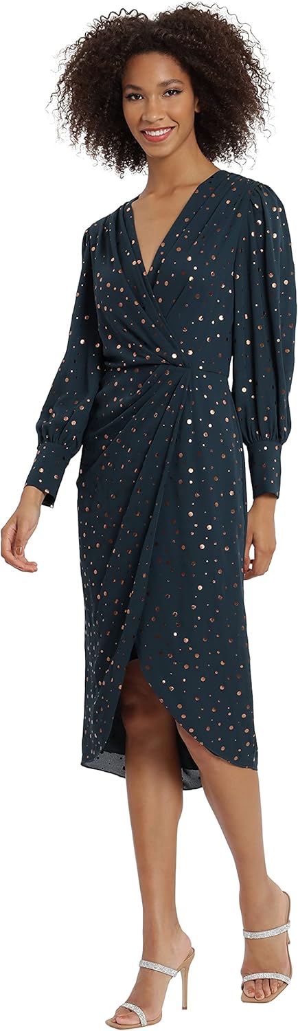 Maggy London Women's Long Sleeve Faux Wrap Dress - Image 2