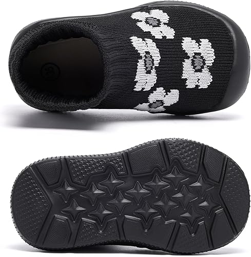 Miniatura 5 de MORENDL - Zapatos de calcetín para niños pequeños, zapatos para caminar para bebés, tenis antideslizantes tipo pantuflas para niños y niñas