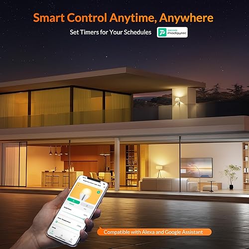 Miniatura 9 de LEPOWER-TEC Bombillas inteligentes, bombilla inteligente compatible solo con AlexaGoogle Assistant, bombillas LED regulables BT2.4G WiFi, 900LM, A19