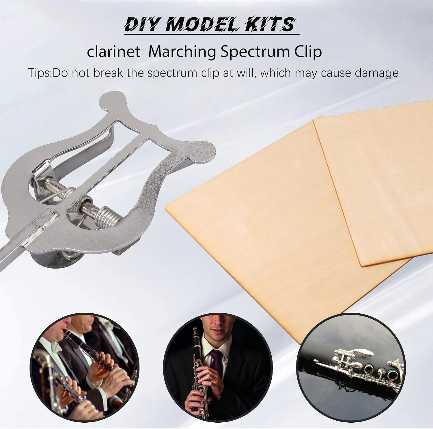 Bstinay Clarinet Marching Lyre Clamp-On Holders with Wooden Cork Sheets 1.5mm Pack of 6