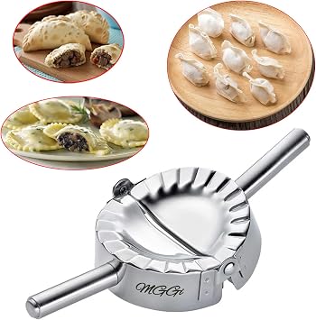 Stainless Steel Ravioli Mold Pierogi Dumpling Maker,X-Large Size 5" Goya Empanada Press Mold, Ravioli Mould Crimper,Wraper Dough Cutter - for Pie Ravioli Chinese Dumpling Pastry,With long handle