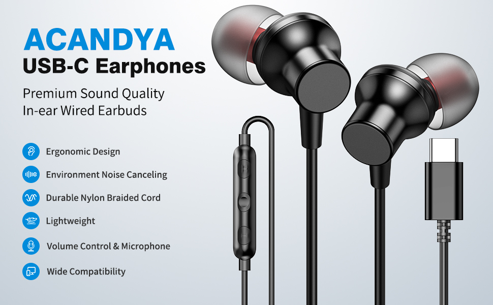 Amazon.com: USB C Earbuds Wired Headphones for Google Pixel 10 9