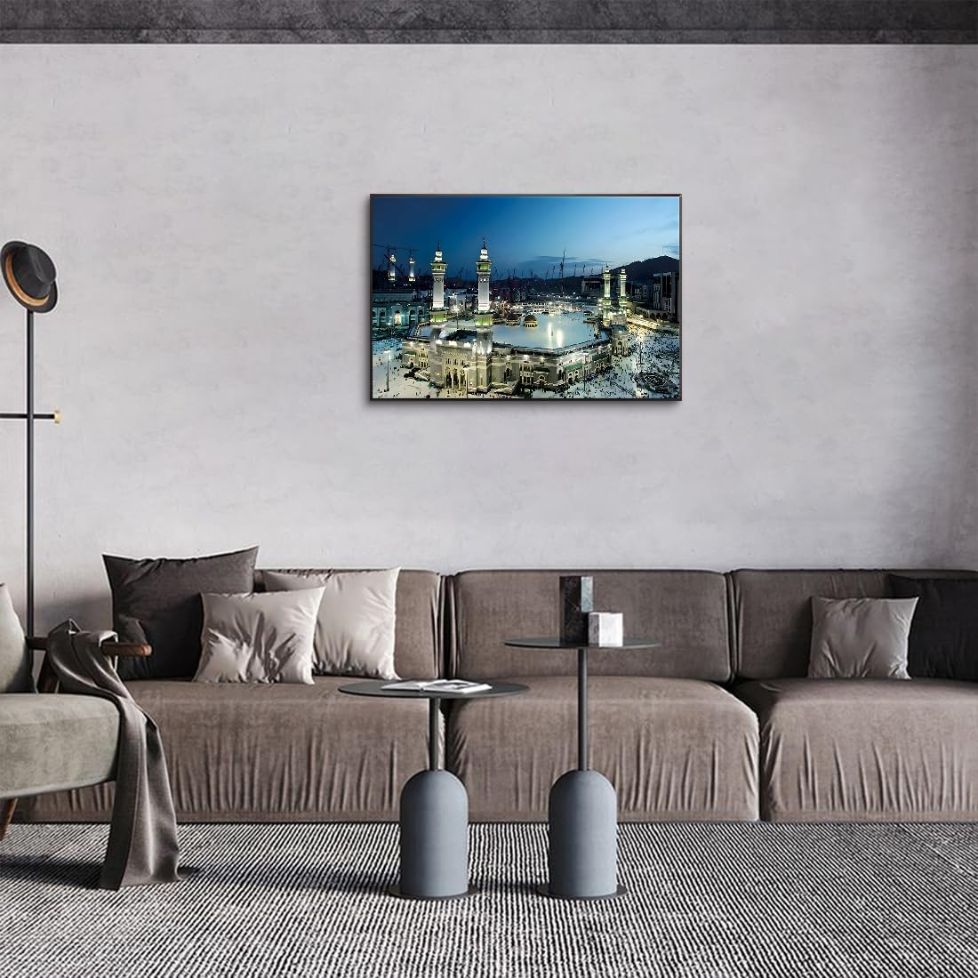 アート パネル イスラムアラビアMeccaキャンバスキャンバス壁画像印刷アルミ合金枠きの完成品