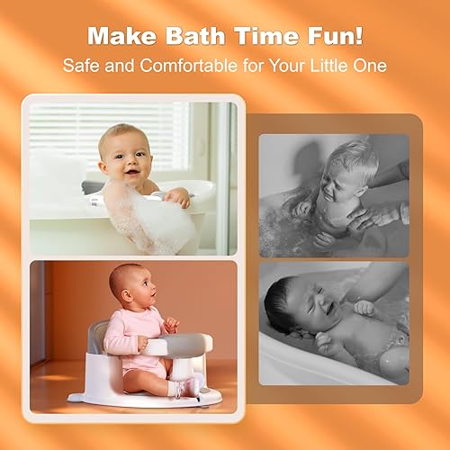 Miniatura 6 de Asiento de baño para bebés silla de bañera antideslizante con ventosas, soporte de baño seguro y cómodo para bebés, ideal para sentarse, fácil de