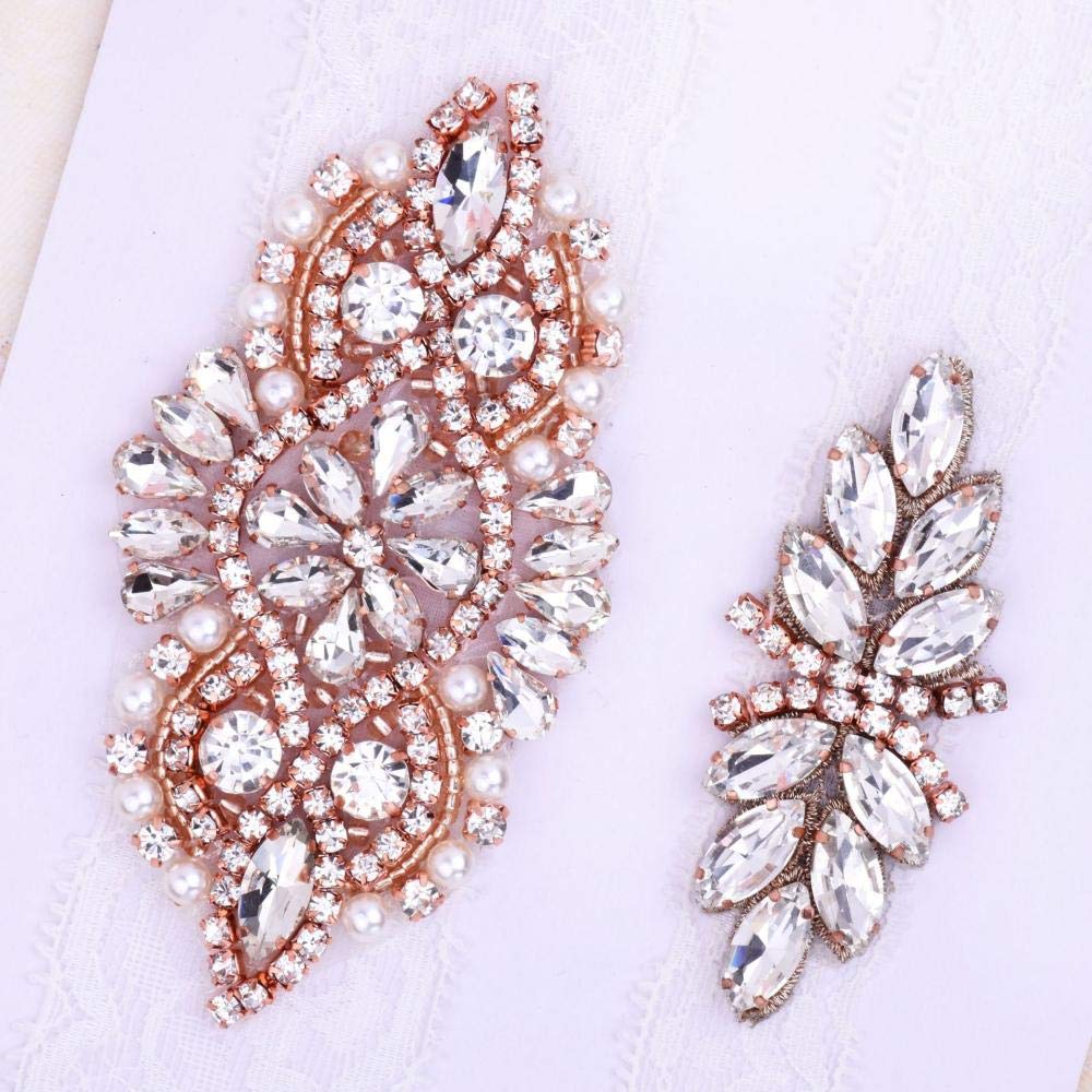 Set di Reggicalze in Pizzo, Accessori da Sposa in Pizzo con Diamanti Fatti a Mano Giarrettiera-Bianco BR_XL, Giarrettiera per spose in Pizzo (Bianco BT L)