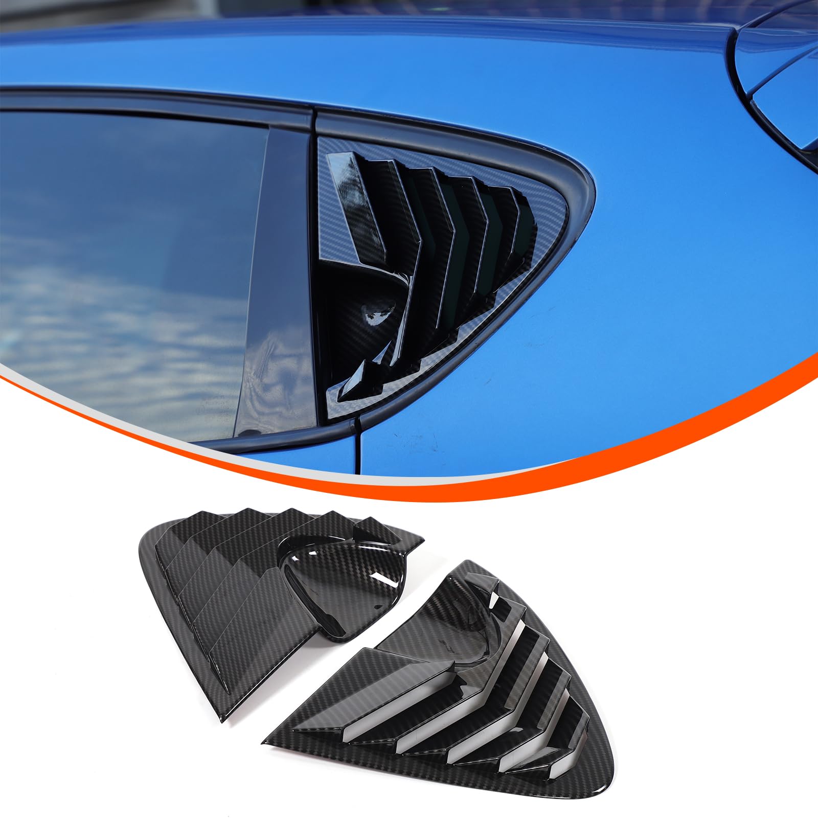 Decoración de ventana triangular para puerta de vidrio lateral trasera de coche con persiana de louvers ABS para SEAT Leon MK2 2008-2012 (patrón de fibra de carbono)