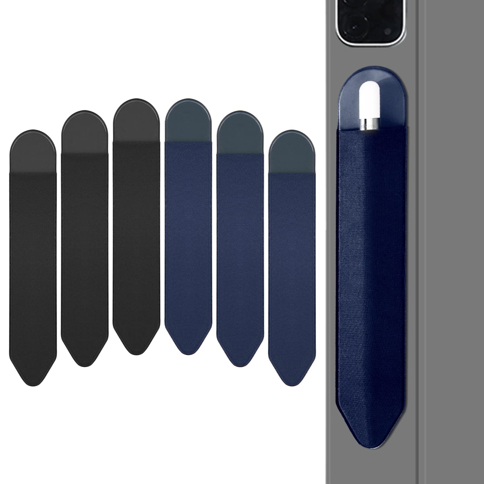 XLDLQU Apple Pencil Holder, 6 Pack Durable Elastic Apple Pencil (1st and 2nd Gen) Case Pocket, Adhesive Sleeve Pouch for iPad 8.3/9.7/10.2/10.5/11/