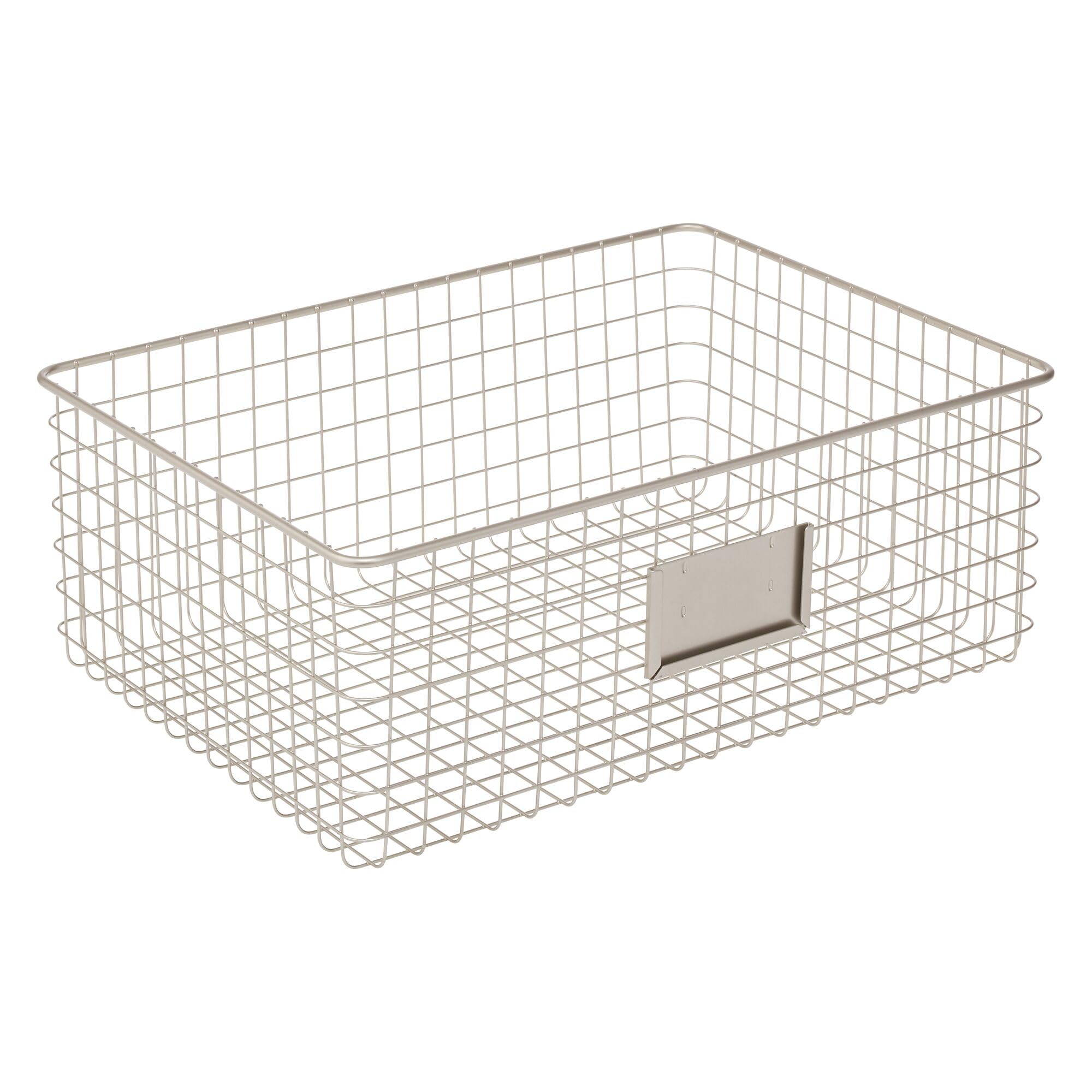 mDesign 4er-Set Allzweckkorb aus Metall – Aufbewahrungskorb mit Beschriftungsfeld für Küche, Vorratskammer etc. – kompakter und universeller Drahtkorb – mattsilberfarben