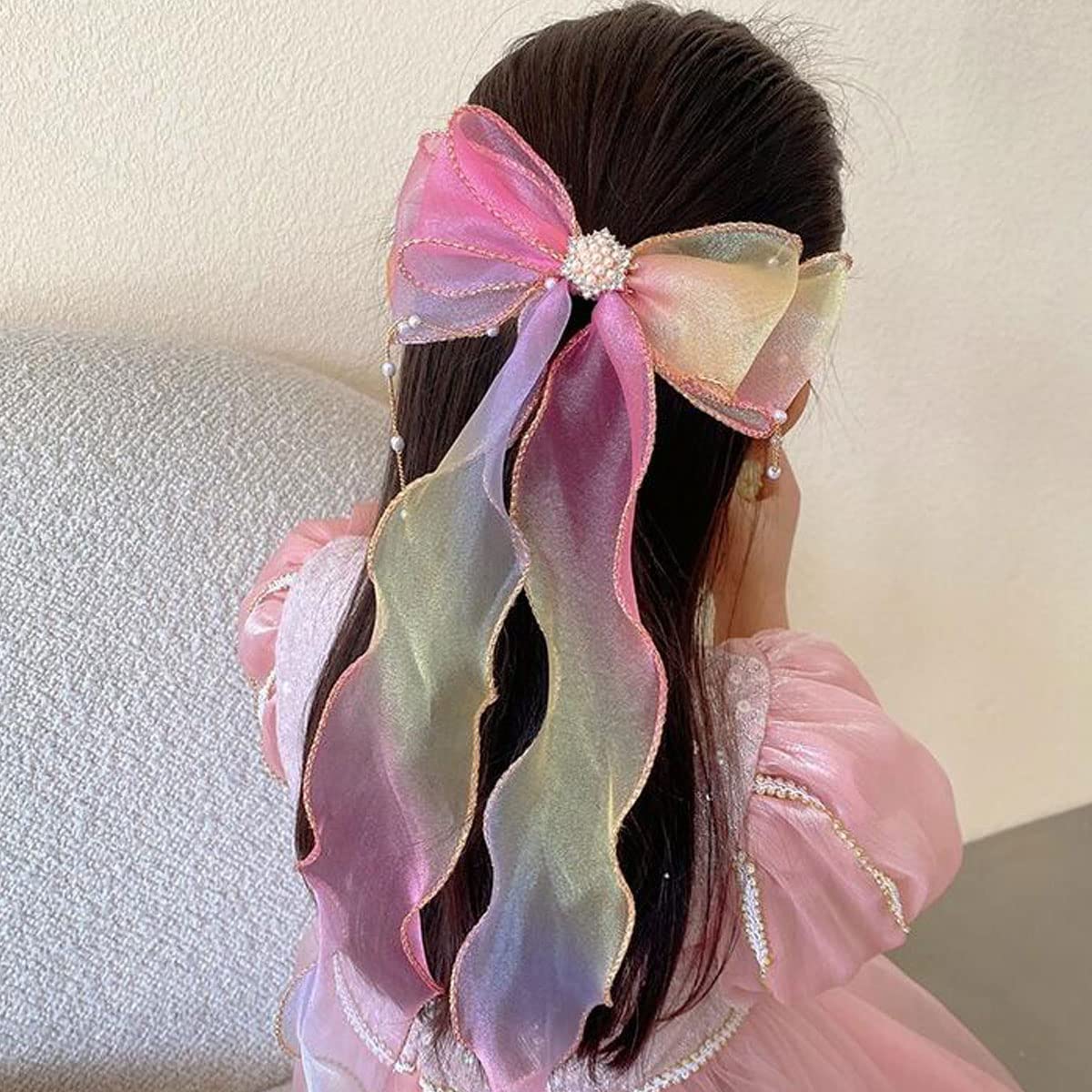 Amazon.com: Misgirlot 5Pcs Ribbon Hair Bows for Girls,Princess  