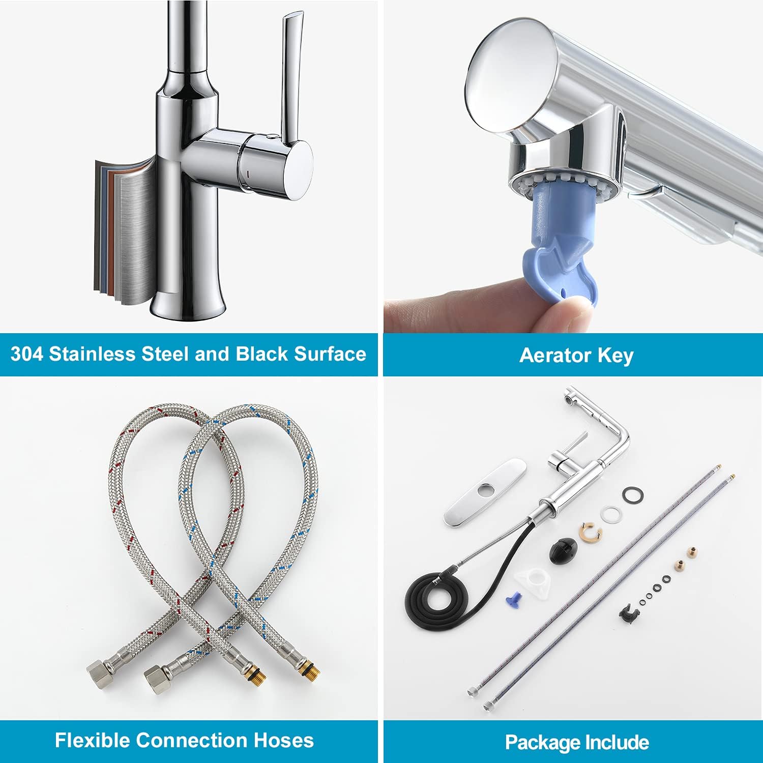 CREA Bar Sink Faucet Kitchen Faucets with Pull Down Sprayer RV Small Mini Sink Faucet Magnetic Docking for Laundry Outdoor Camper Chrome