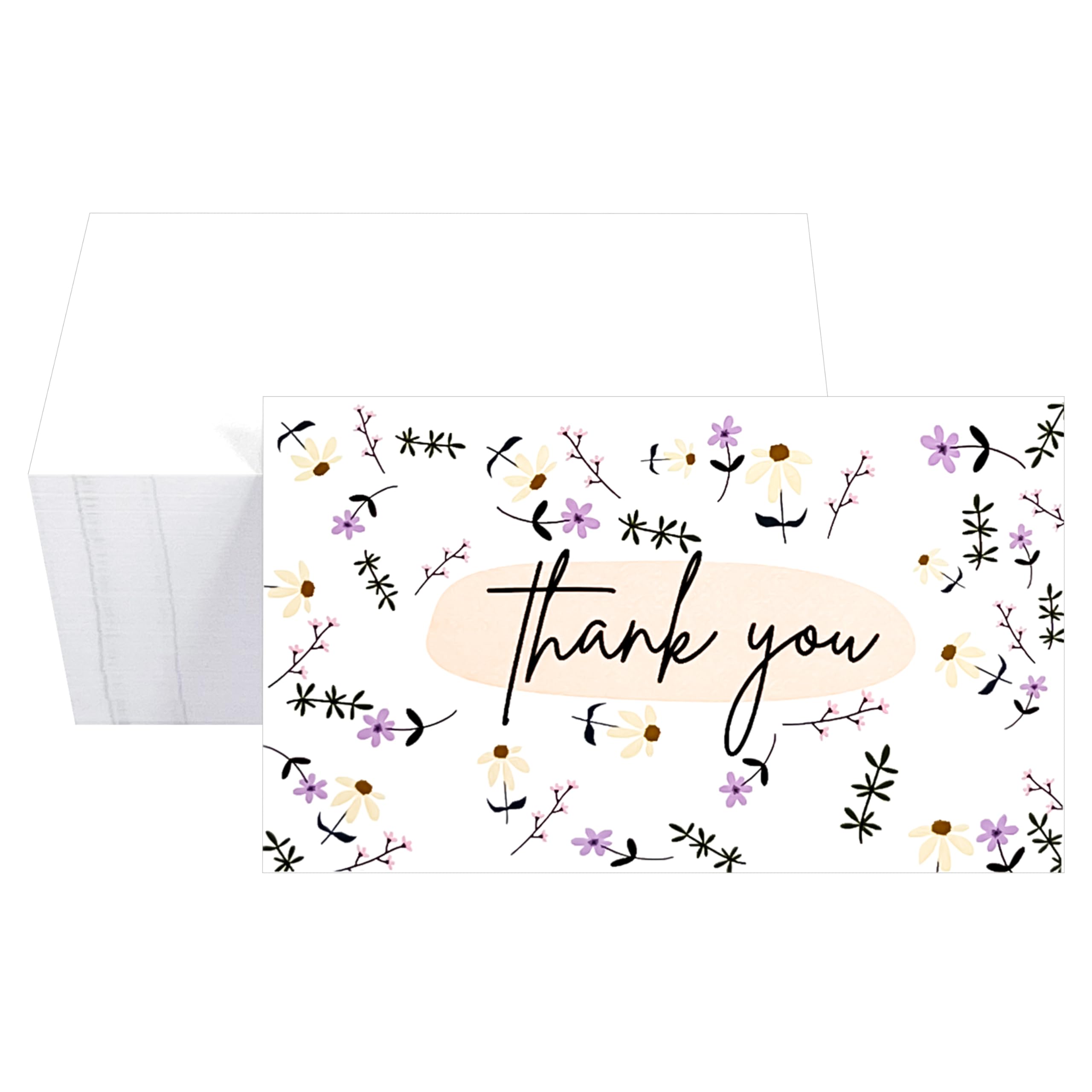 RXBC2011 Thank you Cards Appreciation Notes floral pattern for Wedding Party Business 2x3.5 Inches Pack of 100