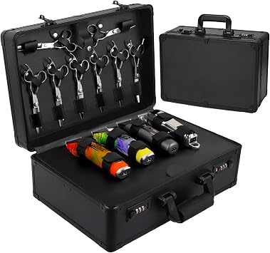 Barber Case Luxury Portable Barber Carrying Case for Clippers and Supplies Professional Double Layer Barber Travel Organizer Box Black