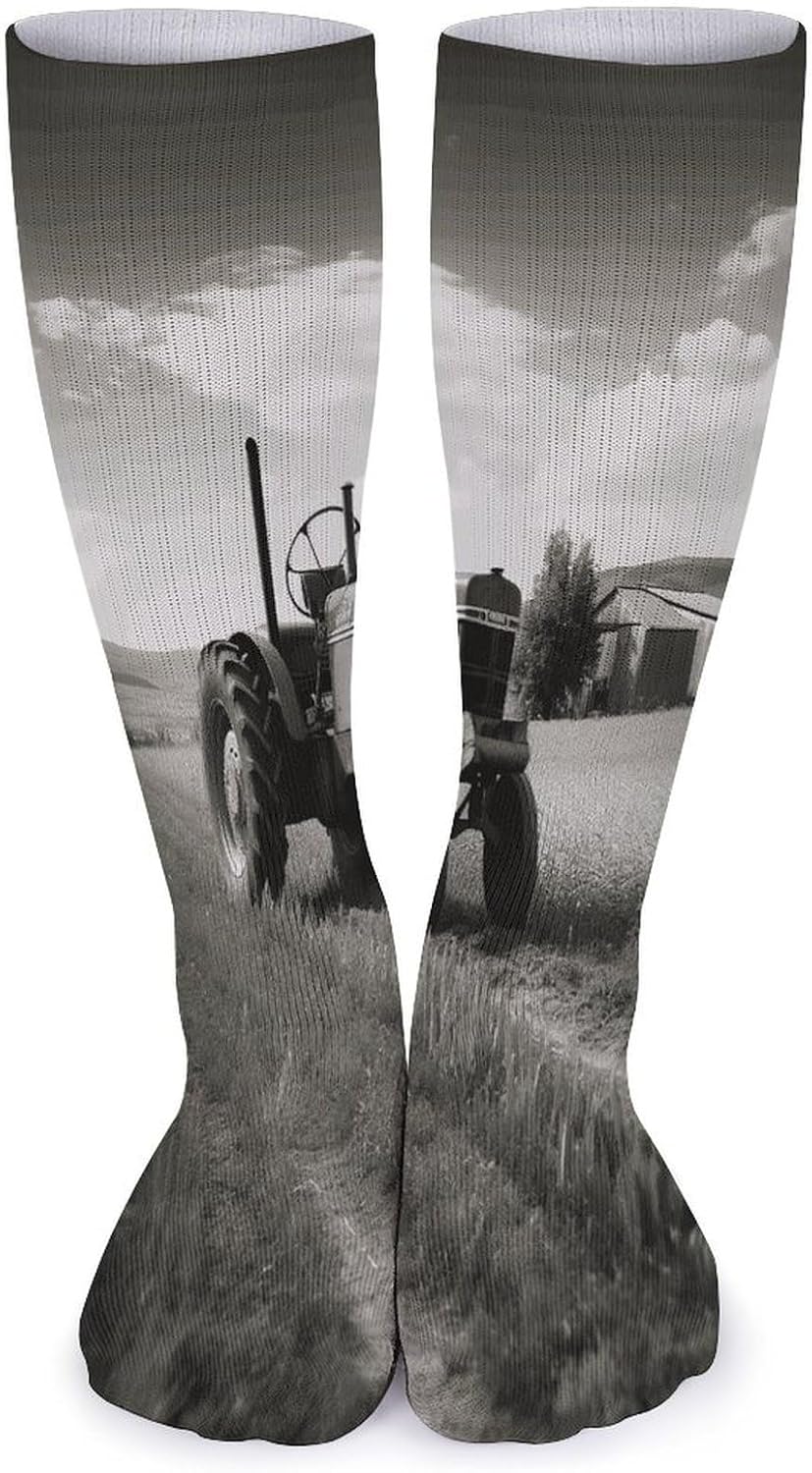 Tractor Agriculture Tranquil Knee High Socks Cozy Knee High Socks Soft Mid-Length Sock for All Seasons Daily Wear Adult