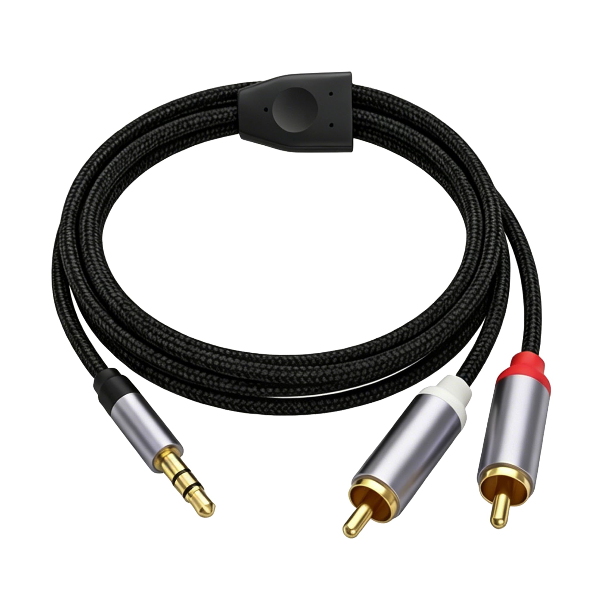 3.5mm Klinke auf Cinch Kabel, Klinke 3.5mm auf 2 Cinch Kabel 2m, Stereo Audio AUX Kabel Vergoldete Stecker, RCA Adapterkabel für TV PC Handy Lautsprecher Autoradio Verstärker Soundbar Nylonkabel