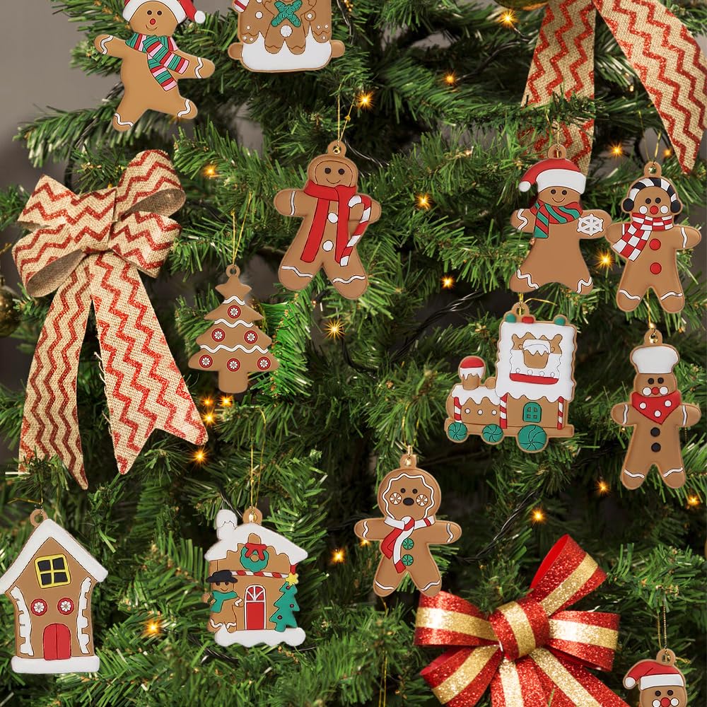 12 Ornamenti Natalizi A Forma Di Omino Di Pan Di Zenzero - Pendenti Decorativi Per Albero Di Natale