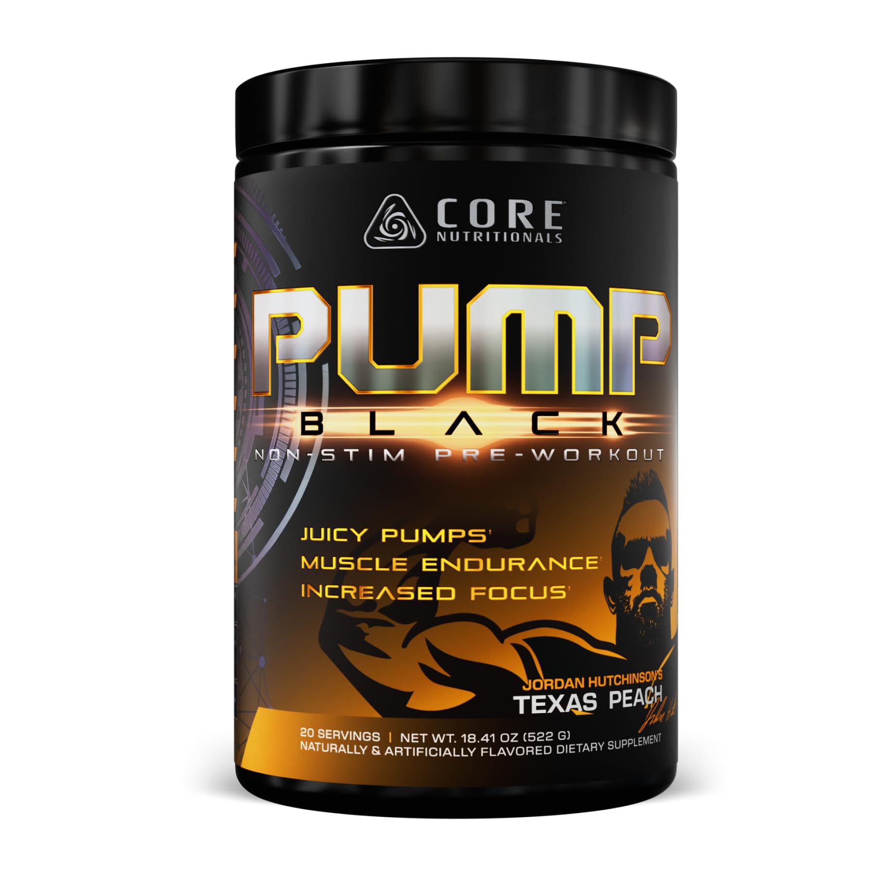 Core Nutritionals Pump Black Pre Workout, Texas Peach, 20 Servings