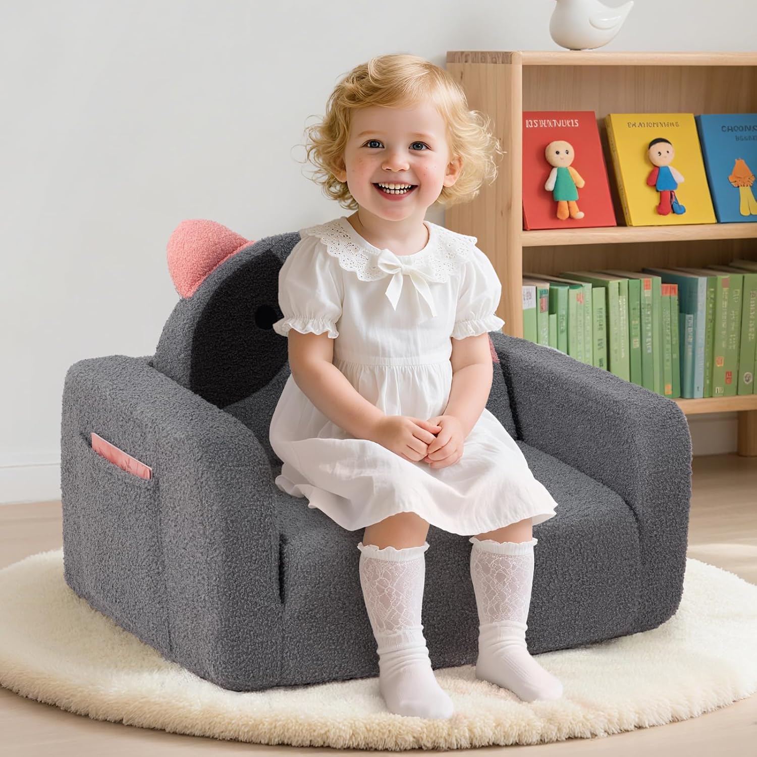 Toddler Chair for Kids, 2-in-1 Comfy Toddler Couch Fold Out, Convertible Baby Sofa to Lounger for Boys & Girls 1-3 Years Old, Dog - Image 7