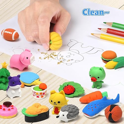 Miniatura 7 de 150 Pack Animal Erasers for Kids Bulk Pull Apart 3D Puzzle Erasers Treasure Box Toys for Classroom Rewards and Prizes Class Treasure Box Kids Party