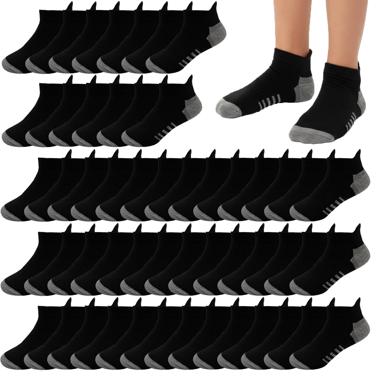 20 Pairs Boys Low Cut Ankle Socks Kids Crew Athletic Breathable Cushion Sole Socks for Running Hiking