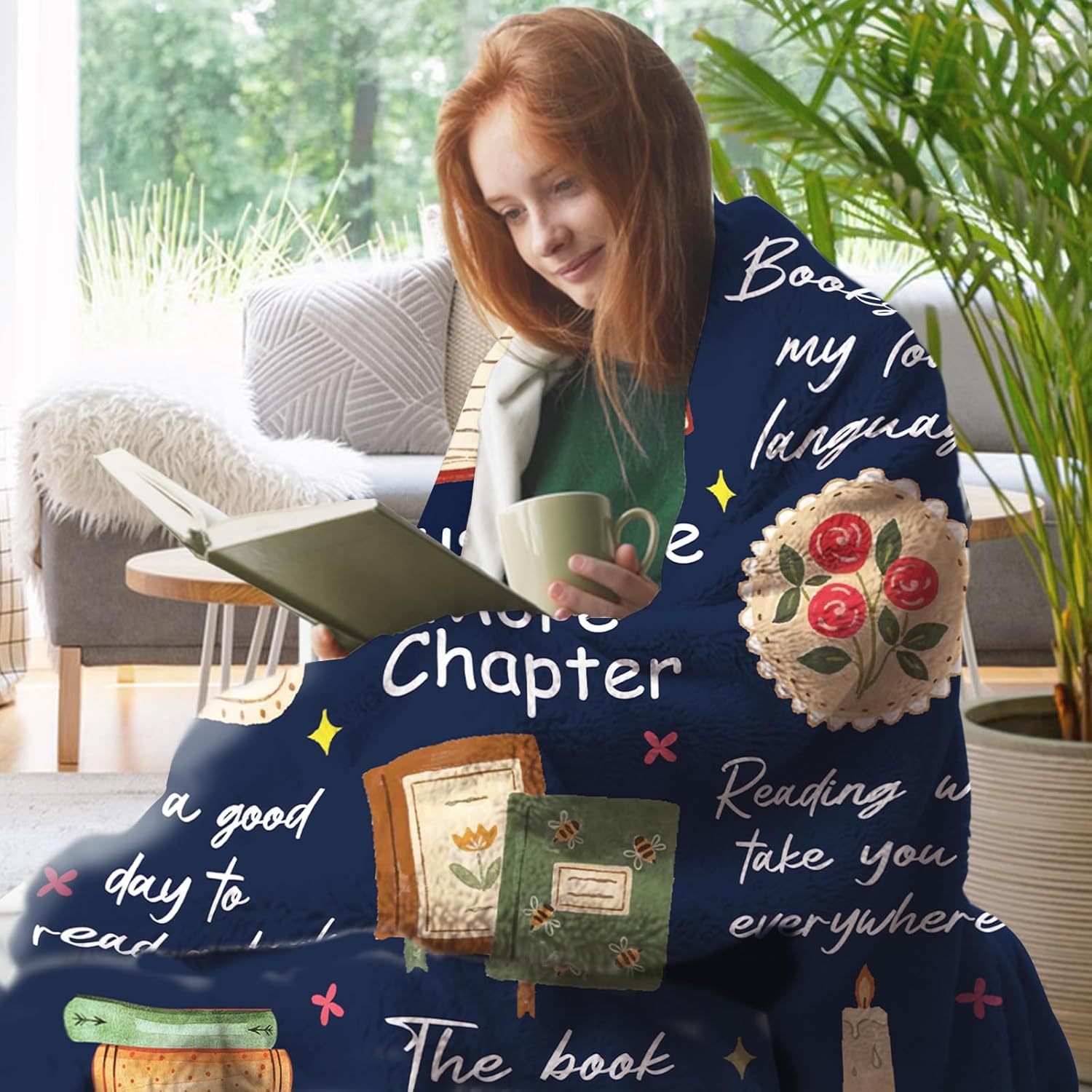 Book Lovers Gifts Flannel Throw Blanket, Bookish Gift for Bookworm Reader Books Club, Graduation Birthday Ideas, Reading Blanket Present for Men Women Librarian Teacher 50" x 60" - Image 6