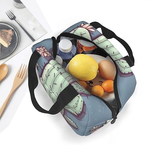 Miniatura 4 de Lonchera aislada para mujeres y hombres, lindo cactus reutilizable, lonchera enfriadora, loncheras impermeables para picnic, oficina, trabajo