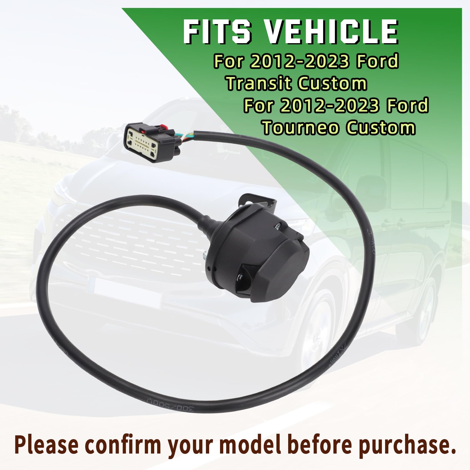 Faisceau de câblage d'attelage à 7 broches pour Ford Transit Mk8 Tourneo Custom 2012-2023 - Kit de connecteur Plug and Play pour feux de remorque