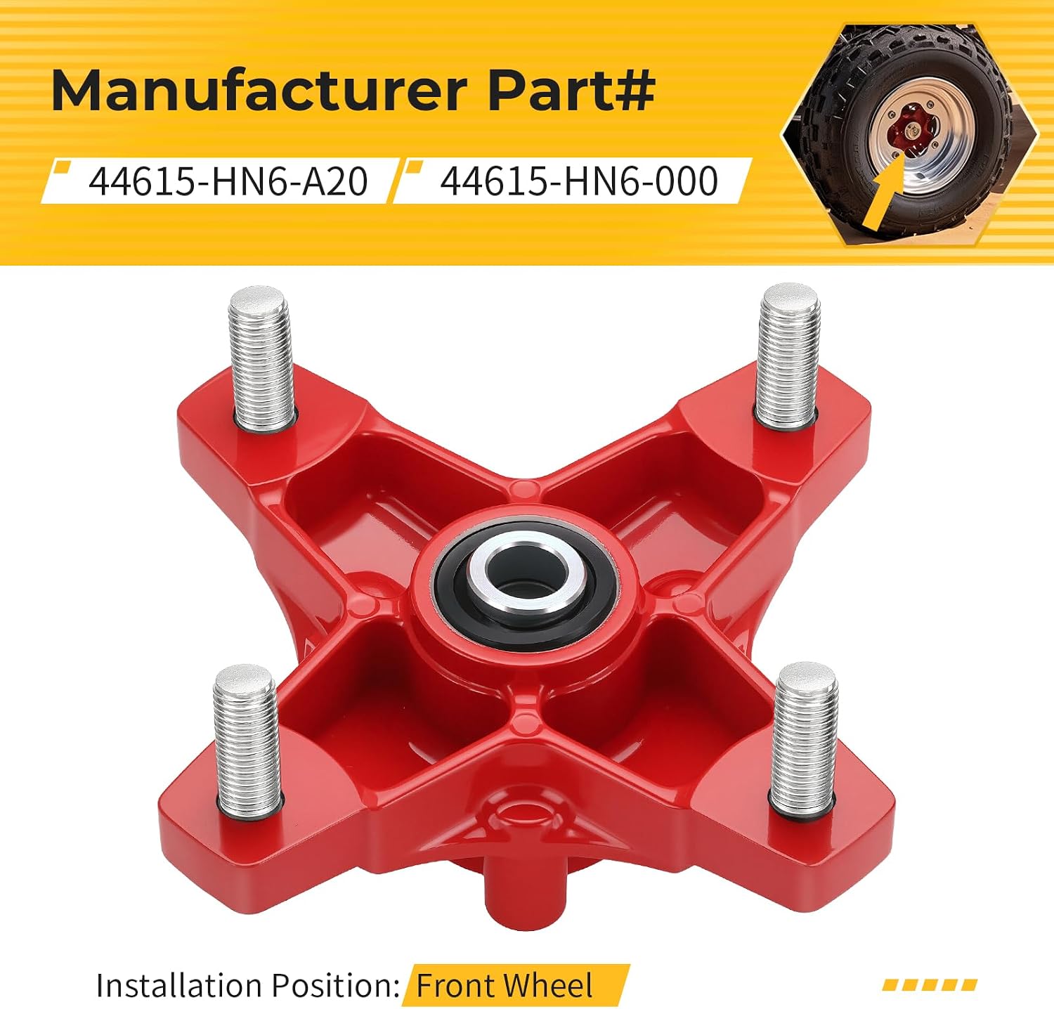 M MATI Front Left Or Right Red Wheel Hub For Honda Sportrax 250 400 TRX250EX TRX400EX 2001-2008 TRX250X TRX400X 2009-2020 44615-HN6-A20 44615-HN6-000