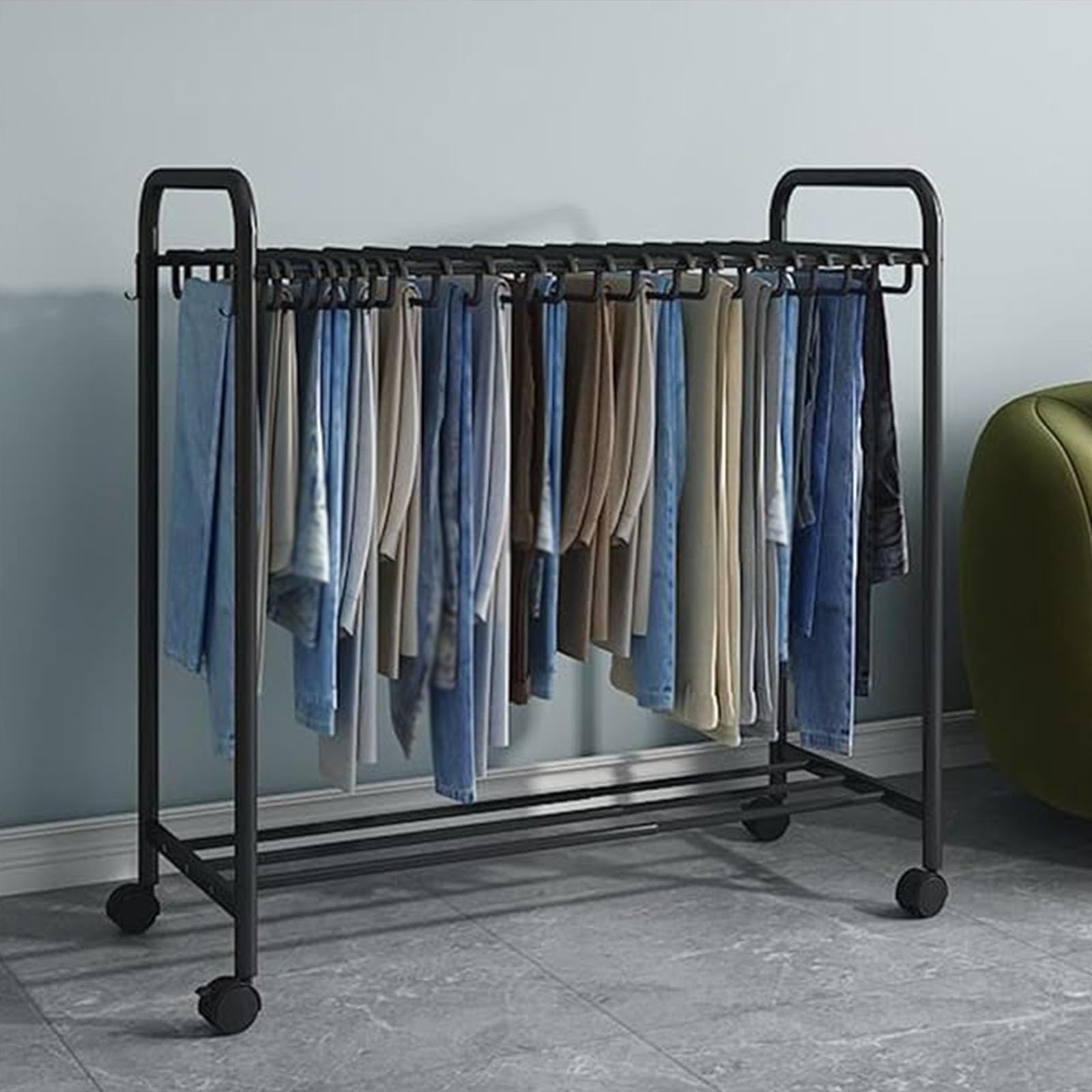 Organisateur télescopique de pantalons anti-plis pour placard encombré