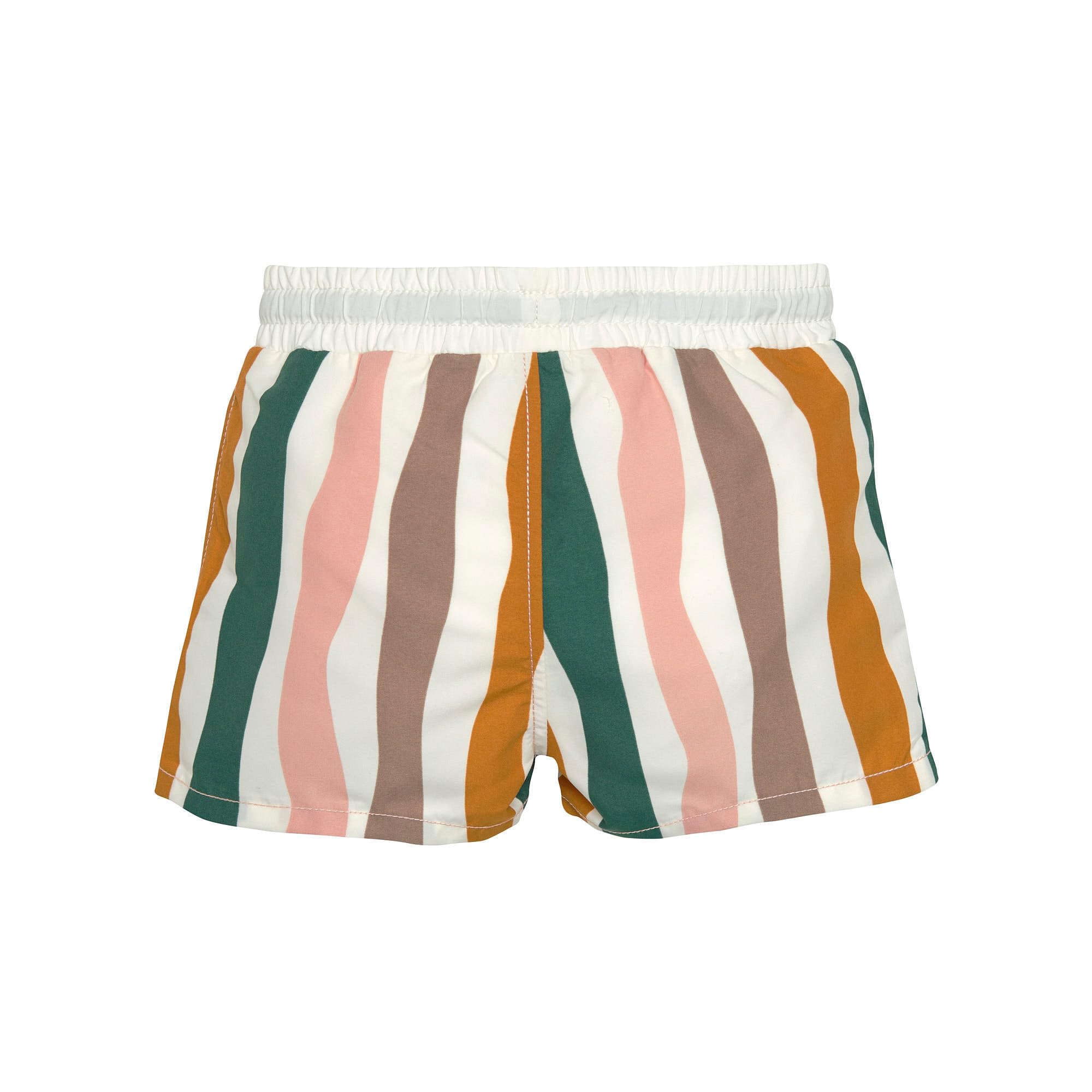 LÄSSIG Baby Kinder Badehose kurz mit UV-Schutz und integrierter Schwimmwindel/Boardie Shorts Waves pink/Nature, 7-12 Monate, Größe: 74/80