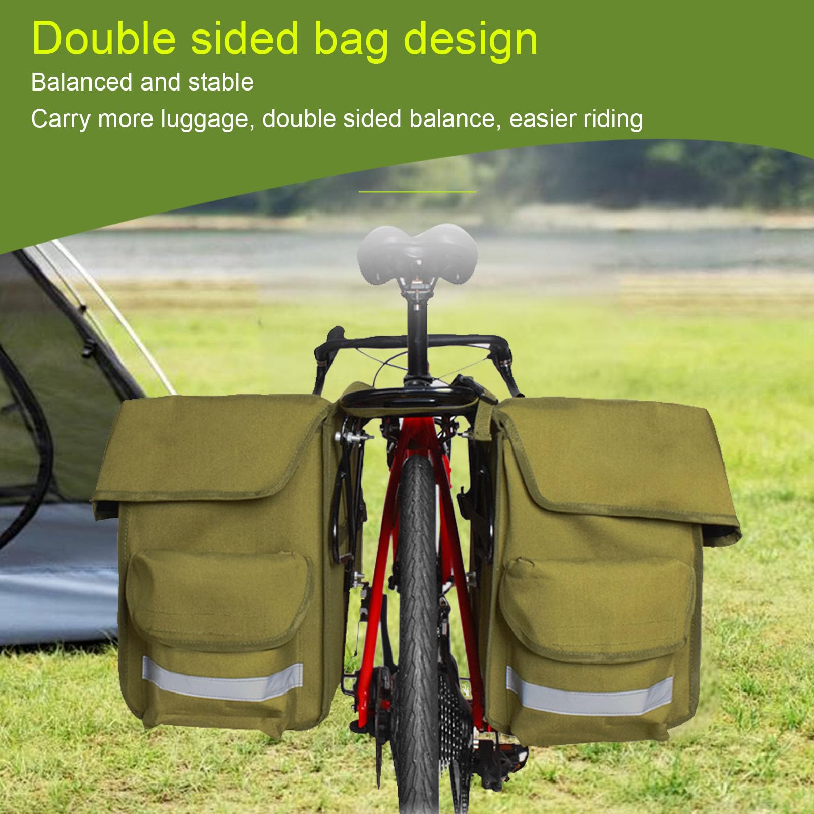 Borse a Doppia Borsa, a Prova di Acqua in Tela per Bagagliaio, Borsa Portaoggetti Doppia con Striscia Riflettente, Borsa Portabiciclette per Bici (30L)